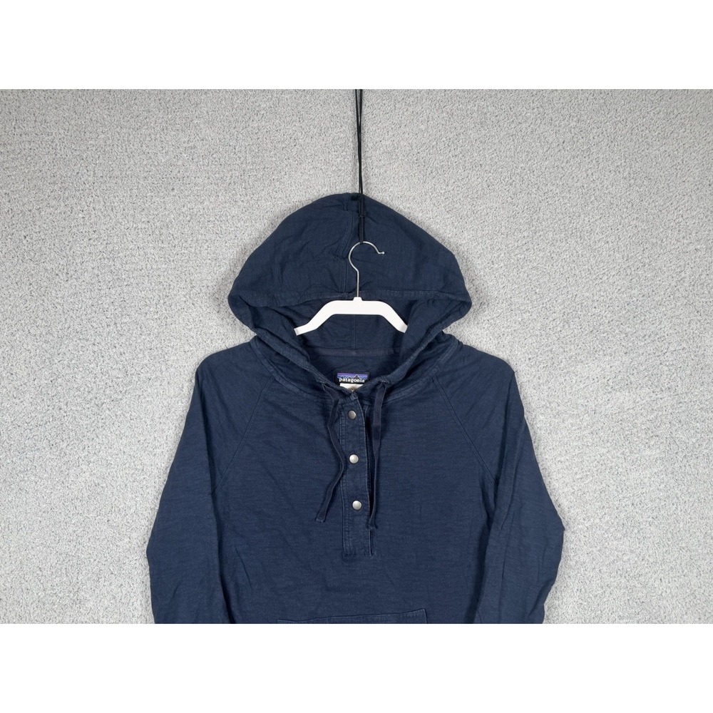 Patagonia Women's XS Necessity Terry Hooded Pullover Blue Organic Cotton Tencell - Picture 3 of 7